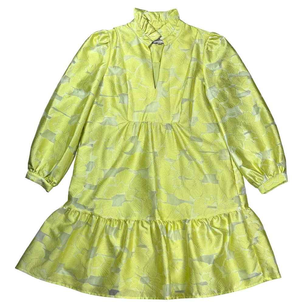 Tuckernuck Citron Fil‎ Coupe Palmerston Dress Womens Small Yellow Jacquard Party
